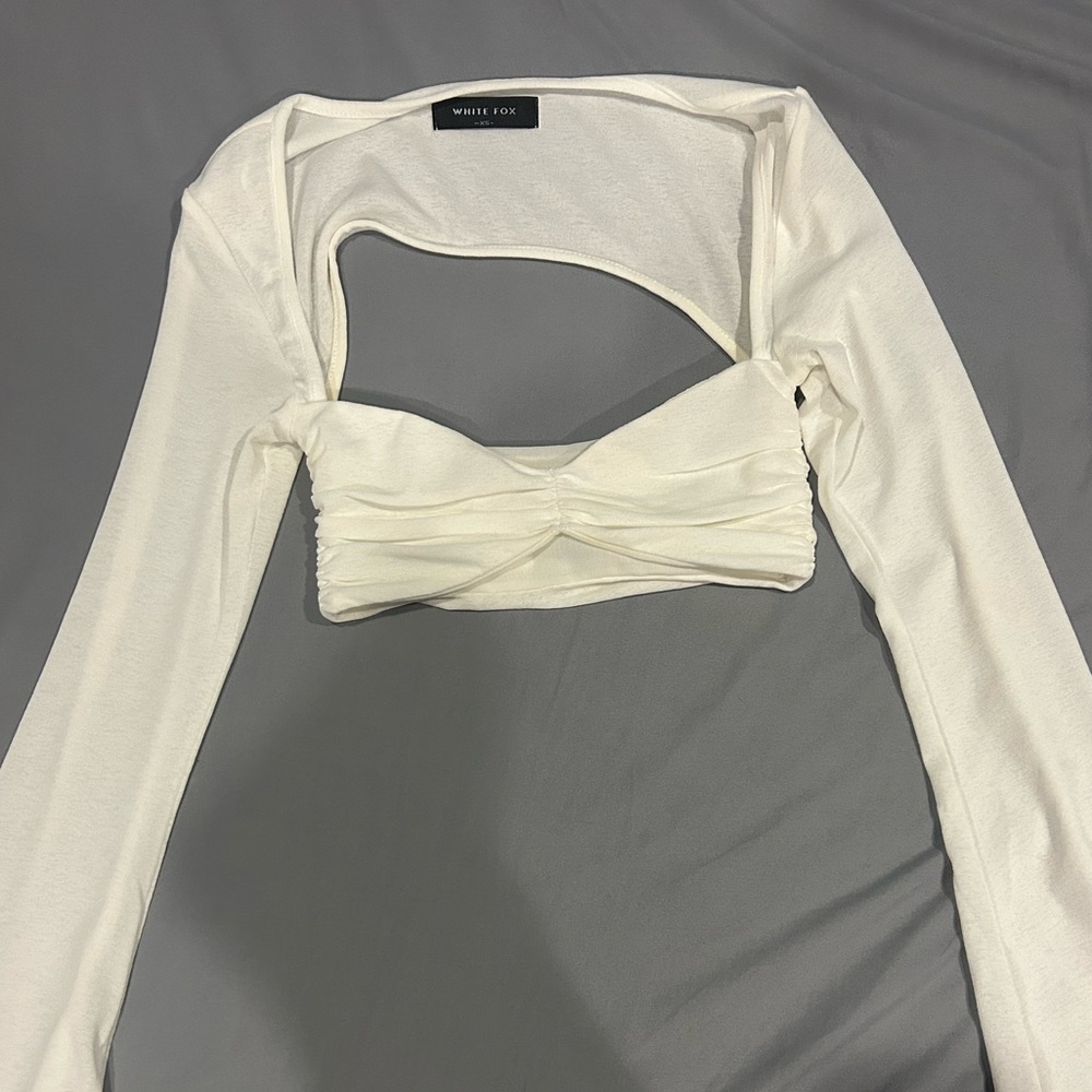 White Fox Cropped Long Sleeve